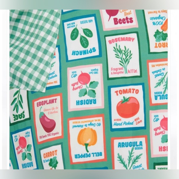 Unique Vintage Green & White Vegetable Gingham Romper, 1x, NWT! - Picture 10 of 15